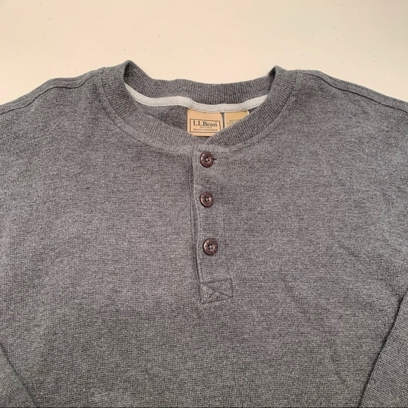 L.L. Bean Henley Men’s Size XXL-Tall Gray 3 Button Long Sleeve - Picture 4 of 8